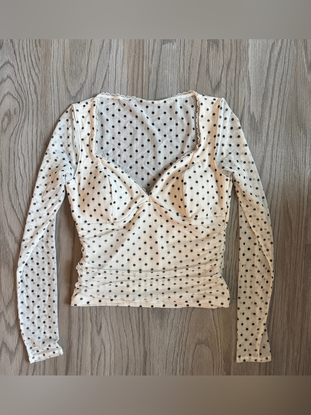 Abercrombie & Fitch Bra-Free Collection Polka Dot Long Sleeve Top S Clean Girl